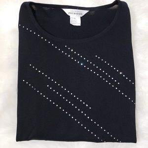 Misook Rhinestone Embellished Long Sleeve Blouse